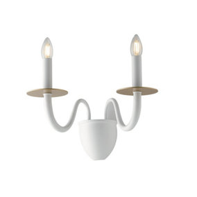 Luminosa ARMSTRONG Twin 2 Light Candle Wall Light White 45x36x26cm