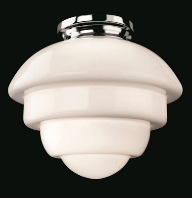 Luminosa Art 1 Light Flush Light Chrome, Opal White Glass, E27