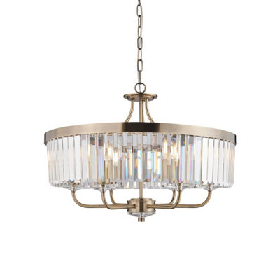 Luminosa Ascoli Pendant Ceiling Light Antique Brass Plate, Clear Cut ...