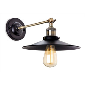 Luminosa Ashby 1 Light Indoor Dome Wall Light Black, Antique Brass, E27