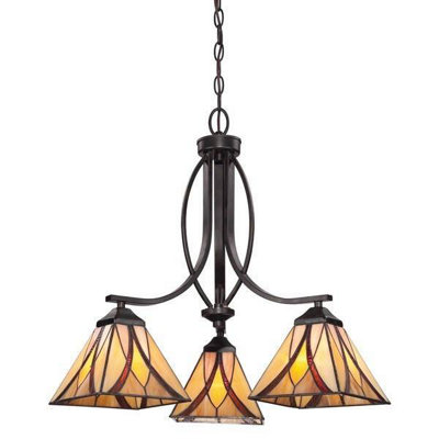 Luminosa Asheville 3 Light Pendant Chandelier Light Bronze, Tiffany ...