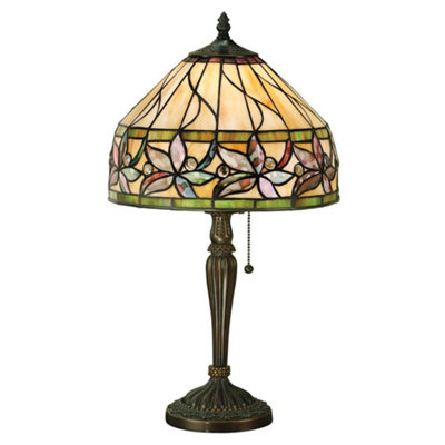 Luminosa Ashtead 1 Light Small Table Lamp Tiffany Glass, Dark Bronze ...