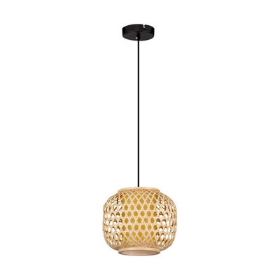 Luminosa Asma 25cm Wire Frame Pendant Ceiling Light Sandy Black E27 1x12W