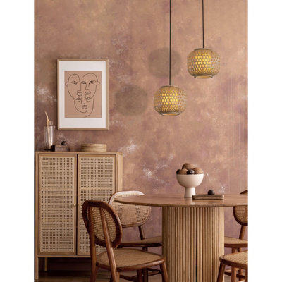 Luminosa Asma 25cm Wire Frame Pendant Ceiling Light Sandy Black E27 1x12W