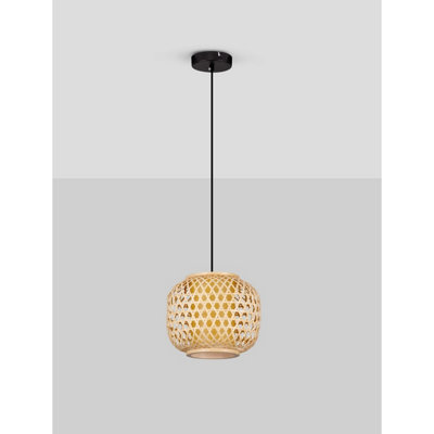 Luminosa Asma 25cm Wire Frame Pendant Ceiling Light Sandy Black E27 1x12W