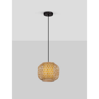 Luminosa Asma 25cm Wire Frame Pendant Ceiling Light Sandy Black E27 1x12W