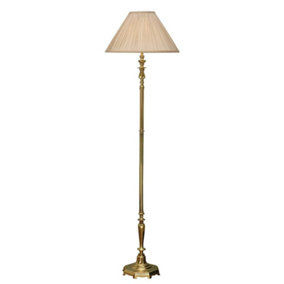 Luminosa Asquith 1 Light Floor Lamp Solid Brass, Beige Organza Effect Fabric Shade, B22