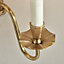 Luminosa Asquith 2 Light Indoor Twin Candle Wall Light Solid Brass, Beige Organza Effect Fabric with Beige Shades, E14