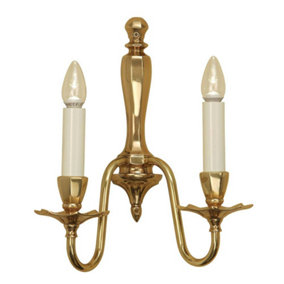 Luminosa Asquith 2 Light Indoor Twin Candle Wall Light Solid Brass, E14