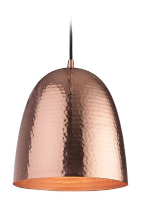 Luminosa Assam 1 Light Dome Ceiling Pendant Copper, Matt Copper Inside, E27
