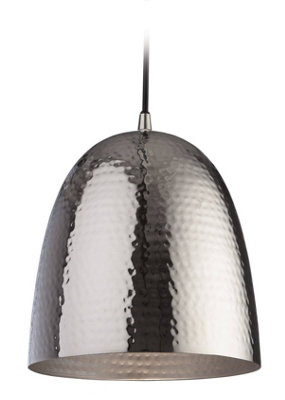 Luminosa Assam 1 Light Dome Ceiling Pendant Nickel, Matt Nickel Inside, E27