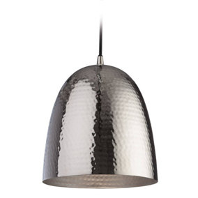 Luminosa Assam 1 Light Dome Ceiling Pendant Nickel, Matt Nickel Inside, E27