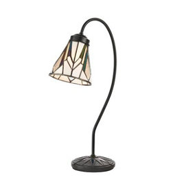 Luminosa Astoria 1 Light Table Lamp Dark Bronze Paint, Tiffany, E14