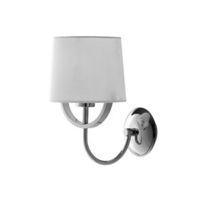 Luminosa Astoria Wall Lamp With Shade, Chrome, White, E27