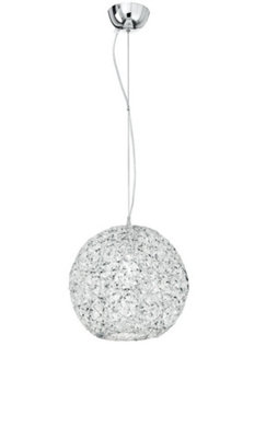 Luminosa ASTRA Dome Pendant Ceiling Light Chrome, Crystals 35x37cm