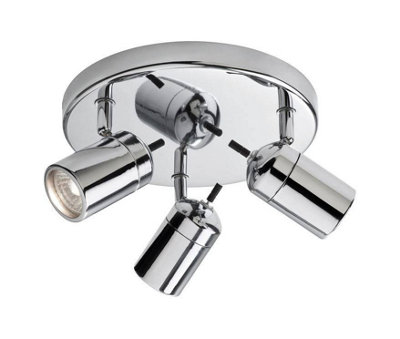 Luminosa Atlantic 3 Light Flush Bathroom Ceiling Light Chrome IP44, GU10