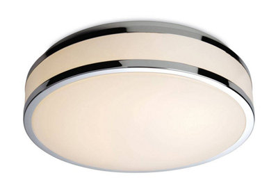 Luminosa Atlantis LED Round Flush Bathroom Ceiling Light White Diffuser, Chrome Trim IP44