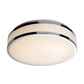 Luminosa Atlantis LED Round Flush Bathroom Ceiling Light White Diffuser, Chrome Trim IP44