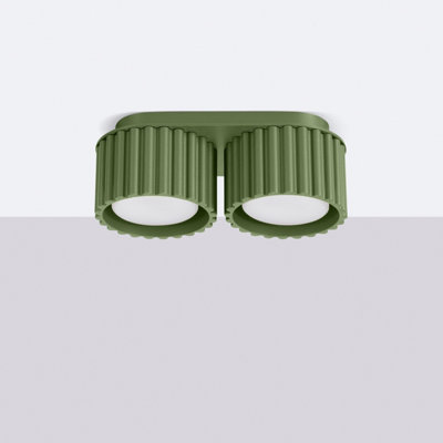 Luminosa Aura Surface Mounted Downlight Olive Green 2x GX53
