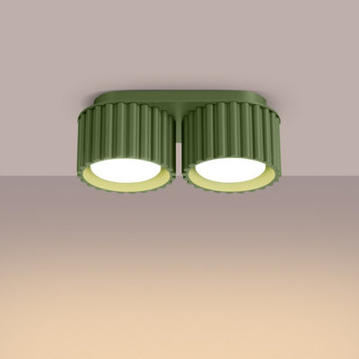 Luminosa Aura Surface Mounted Downlight Olive Green 2x GX53