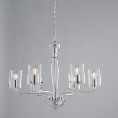 Luminosa AURORA 6 Light Chandeliers with Shades Transparent 68x48cm
