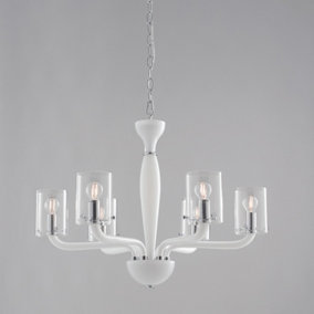 Luminosa AURORA 6 Light Chandeliers with Shades White 68x48cm