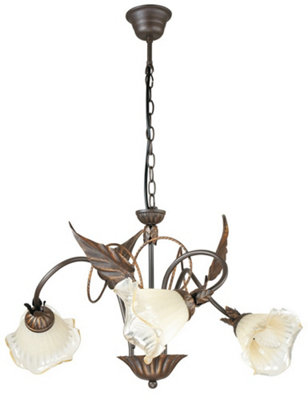 Luminosa AUTUNNO 3 Light Multi Arm Pendant Ceiling Light Brown 60x40cm