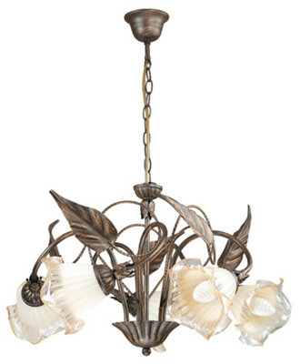 Luminosa AUTUNNO 5 Light Multi Arm Pendant Ceiling Light Brown 62x40cm