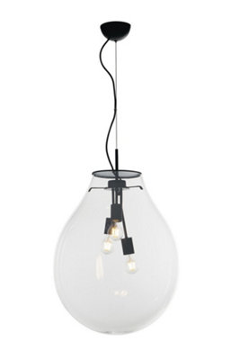 Luminosa AZUMA 3 Light Pendant Ceiling Light Transparent 48x69.5cm