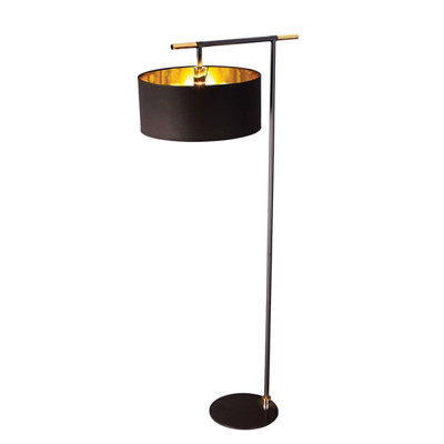 Luminosa Balance Floor Lamp with Shade, Black, Polished Brass