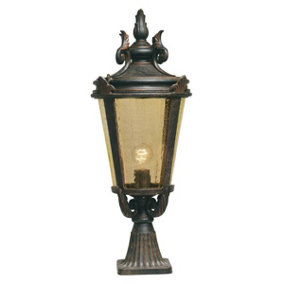 Luminosa Baltimore 1 Light Large Outdoor Pedestal Lantern Weathered Bronze IP44, E27