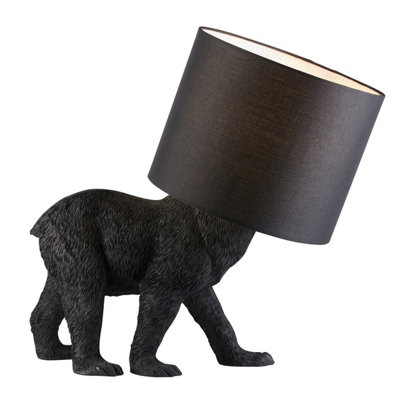 Luminosa Barack Bear Base & Shade Table Lamp Matt Black & Black Fabric