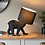 Luminosa Barack Bear Base & Shade Table Lamp Matt Black & Black Fabric
