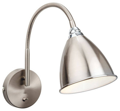 Luminosa Bari 1 Light Indoor Wall Light (Switched) Brushed Steel ...