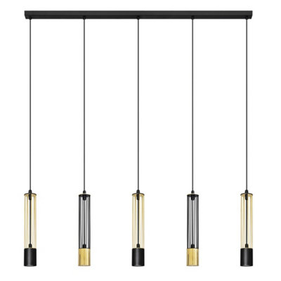 Luminosa Bars Straight Bar Pendant Ceiling Light Black, Gold 120cm