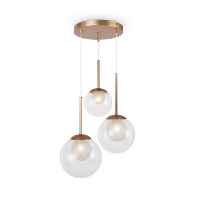 Luminosa Basic Form Modern Cluster Pendant Ceiling Light Gold 3xG9 ...