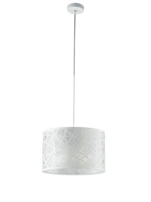 Luminosa BATIK Cylindrical Pendant Ceiling Light White 35x22cm | DIY at B&Q