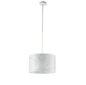 Luminosa BATIK Cylindrical Pendant Ceiling Light White 35x22cm