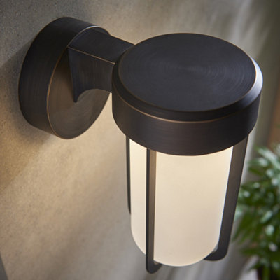 Luminosa Benevento Outdoor Integrated LED Wall Lamp Brushed Bronze Finish & Frosted Glass IP44