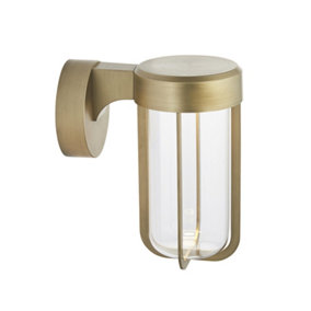 Luminosa Benevento Outdoor Integrated LED Wall Lamp Brushed Gold Finish & Clear Glass IP44