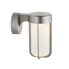 Luminosa Benevento Outdoor Integrated LED Wall Lamp Brushed Silver Finish & Frosted Glass IP44