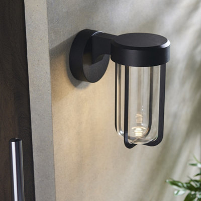 Luminosa Benevento Outdoor Integrated LED Wall Lamp Matt Black Finish & Clear Glass IP44