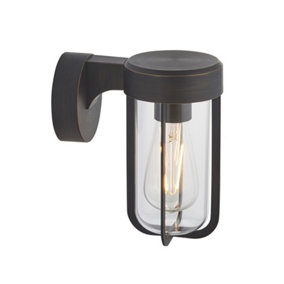 Luminosa Benevento Outdoor Wall Lamp Brushed Bronze Finish & Clear Glass IP44