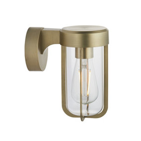 Luminosa Benevento Outdoor Wall Lamp Brushed Gold Finish & Clear Glass IP44