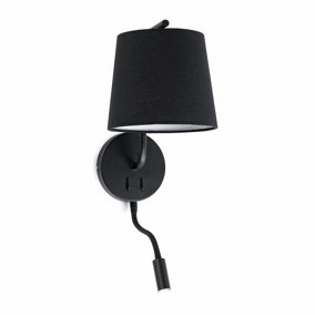 Luminosa Berni 1 Light Indoor Wall Light Reading Lamp Black, E27