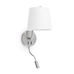 Luminosa Berni 1 Light Indoor Wall Light Reading Lamp White, Satin Nickel, E27
