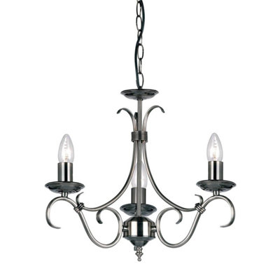 Luminosa Bernice 3 Light Multi Arm Ceiling Pendant Antique Silver, E14