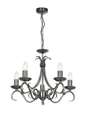 Luminosa Bernice 5 Light Multi Arm Ceiling Pendant Antique Silver, E14