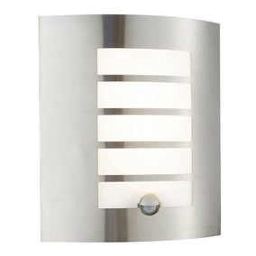 Luminosa Bianco Integrated LED PIR 1 Light Outdoor Wall Light Brushed Stainless Steel, Opal Polypropylene IP44