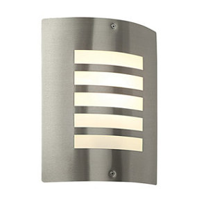 Luminosa Bianco Outdoor Wall IP44 60W Brushed Stainless Steel & Opal 1 Light Dimmable IP44 - E27